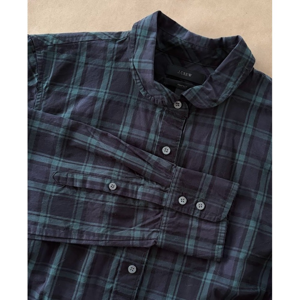 J.Crew Perfect Shirt Womens Black Watch Tartan Plaid  Size 8 Academia Collegiate